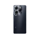 Infinix Hot 40 Pro siyah akıllı telefonun arka yüzü, üçlü kamera modülü ve flaş detayıyla görünüyor