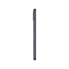 Samsung Galaxy A31 siyah akıllı telefonun yan profilden görünümü, ince gövde ve tuş detayları