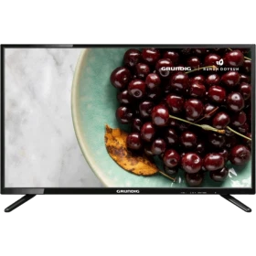 Grundig 32 GCH 5900B HD Ready LED televizyon, ekranda kiraz ve yaprak detaylarıyla önden görünüm