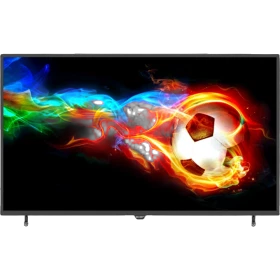 Axen AX43DIL13-TNR Full HD LED televizyon, siyah çerçeveli ekranda renkli futbol topu görüntüsü