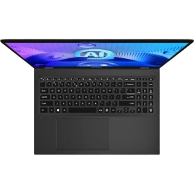 MSI Prestige 16 AI Studio B1VEG-023TR siyah iş ve ofis laptopu, klavye ve ekran görünümü