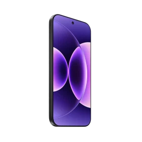 Xiaomi 17 siyah akıllı telefon, önden görünüm; ince çerçeveli ekran ve ortada delikli ön kamera