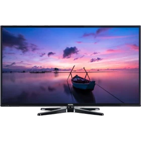 Vestel 49FA7000 Full HD LED televizyon, siyah çerçeveli ekranında gün batımında göl manzarasıyla