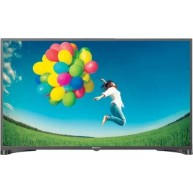 Sunny Likya 43 inç Full HD uydu alıcılı televizyon, ekranda balonlarla zıplayan kadın görüntüsü