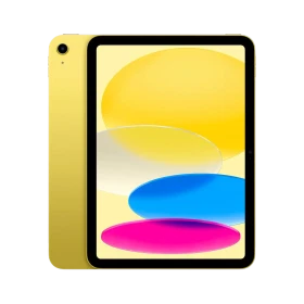 Sarı Apple iPad A16, 128 GB depolama ve 11 inç ekranlı öğrenci tableti ön yüzüyle gösteriliyor.