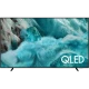 Samsung 85Q7FA Ultra HD 4K QLED televizyon, canlı mavi görseller ve QLED logosu görünen vitrin ekranı