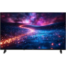 Vestel 50UG9760 Ultra HD 4K LED televizyon, siyah çerçeveli ekran ve renkli uzay manzarasıyla