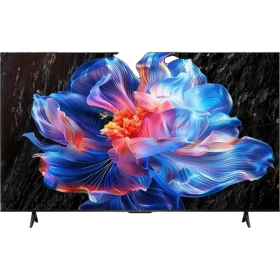 TCL 75V61C Ultra HD 4K LED televizyon ekranında renkli çiçek görseli, genel renkli şık tasarım