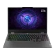 Lenovo LOQ 15IAX9 83GS00L8TRAT16 gri oyuncu laptop, açık ekran ve RGB aydınlatmalı klavye ile önden görünüm