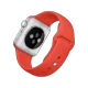 Apple Watch Sport 38 mm gümüş alüminyum kasa ve turuncu spor kordon, arkadan görünüm