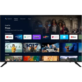 Sunny SN50LEDH6886 Ultra HD 4K TV, siyah çerçeveli ekranında akıllı TV uygulamaları menüsü gösteriliyor