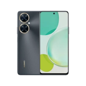 Huawei Nova 11i siyah akıllı telefon, çift arka kamera ve tam ekran ön yüzle vitrin görünümü