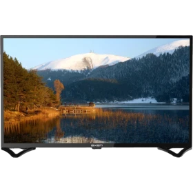 Axen AX40DAB1705 Full HD LED televizyon, siyah çerçeveli ekranında göl ve dağ manzarası gösteriyor
