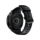 Siyah Samsung Gear Sport akıllı saatin arka yüzü ve ayarlanabilir silikon kayışı