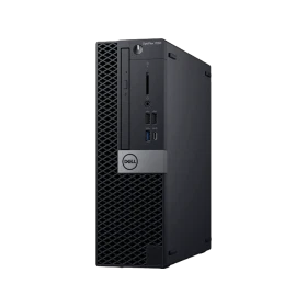Dell OptiPlex 7060 N027O7060MT-U Mini Tower siyah masaüstü bilgisayar, önden ve yandan görünüm