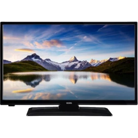 Vestel 28HD7100 HD Ready LED televizyon, siyah çerçevesi ve ayaklı tasarımıyla dağ gölü manzarası gösteriyor