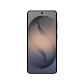 Siyah Samsung Galaxy S26 akıllı telefon, önden görünümde ince çerçeveli ekran ve ortada ön kamera deliği