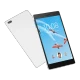 Lenovo TAB 7 Essential beyaz tablet, önden ekran ve arkadan kamera görünümü ile birlikte gösteriliyor